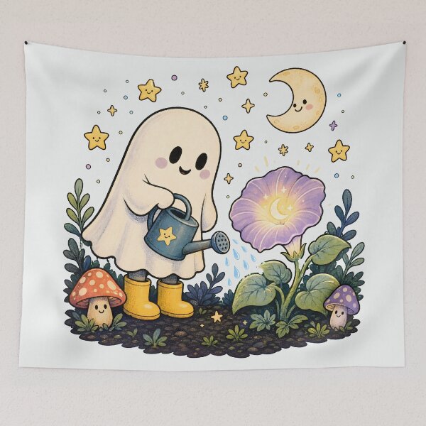 Item preview, Spooky Cute Ghost Gardening Under the Moon designed and sold by Funny meme.