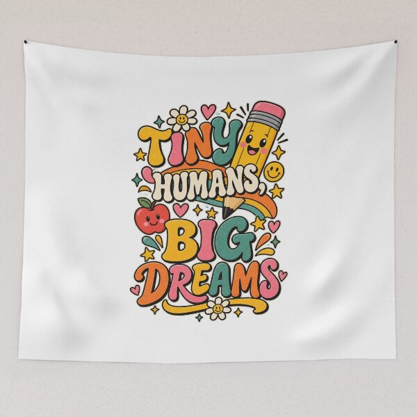 Item preview, Tiny Humans Big Dreams Retro Teacher Shirt | Cute Back to School Pencil Design designed and sold by LifeProApperal.