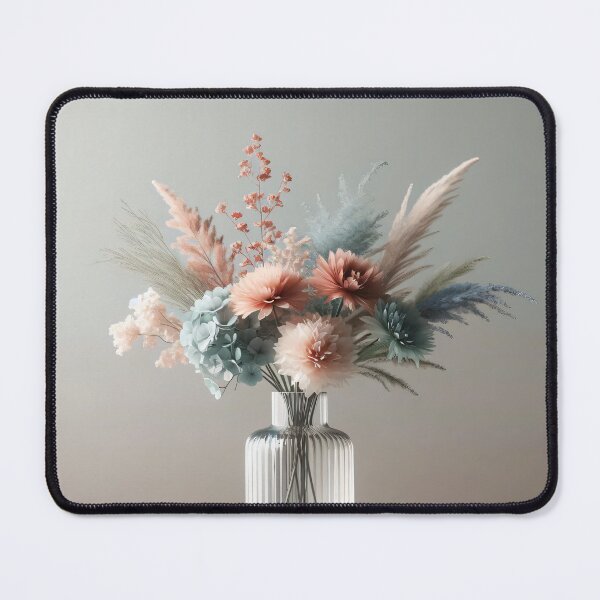 Item preview, Pastel Wildflower Bouquet in Glass Vase, Soft Minimalist Floral Still Life designed and sold by NarjaShop.