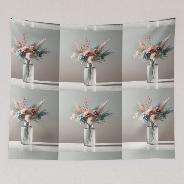 Item preview, Pastel Wildflower Bouquet in Glass Vase, Soft Minimalist Floral Still Life designed and sold by NarjaShop.