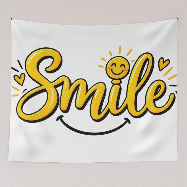 Item preview, Smile Happy Face Yellow Positive Vibes Retro Typography Graphic Tee designed and sold by TM DESIGNS AND MORE.