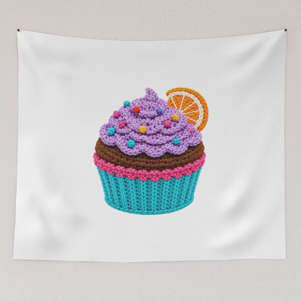 Item preview, Crochet-Style Orange Garnish Cupcake Print Shapes Mania designed and sold by Shapes-Mania.