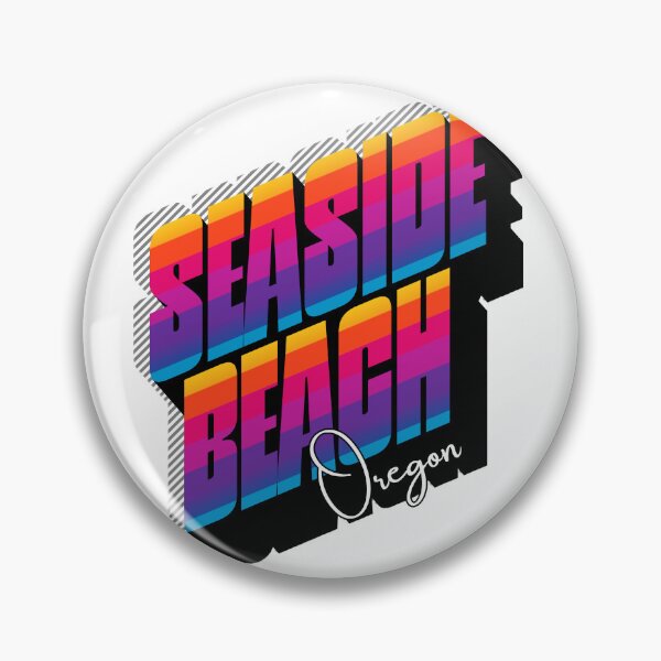 Item preview, Seaside Beach Oregon Retro Rainbow 3D Bold Typography Design designed and sold by DonnaRaine.