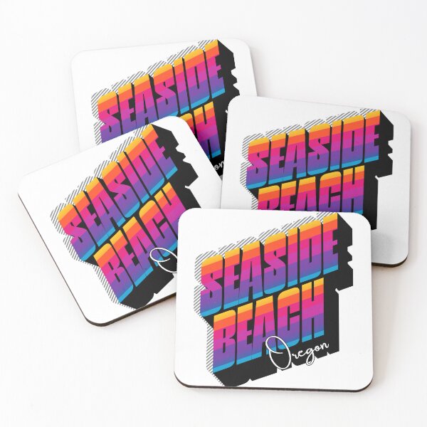 Item preview, Seaside Beach Oregon Retro Rainbow 3D Bold Typography Design designed and sold by DonnaRaine.
