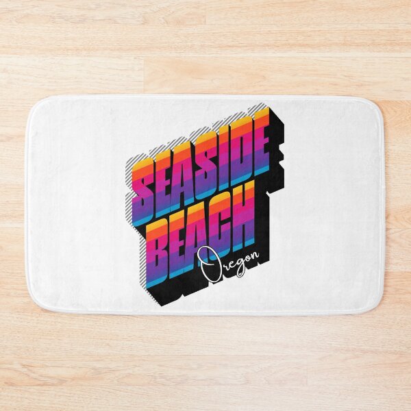 Item preview, Seaside Beach Oregon Retro Rainbow 3D Bold Typography Design designed and sold by DonnaRaine.