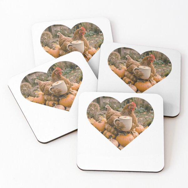 Item preview, Cute Chicken Holding Coffee - Fall Pumpkin Spice Latte Heart Farmcore designed and sold by Neurospicy Trolls.