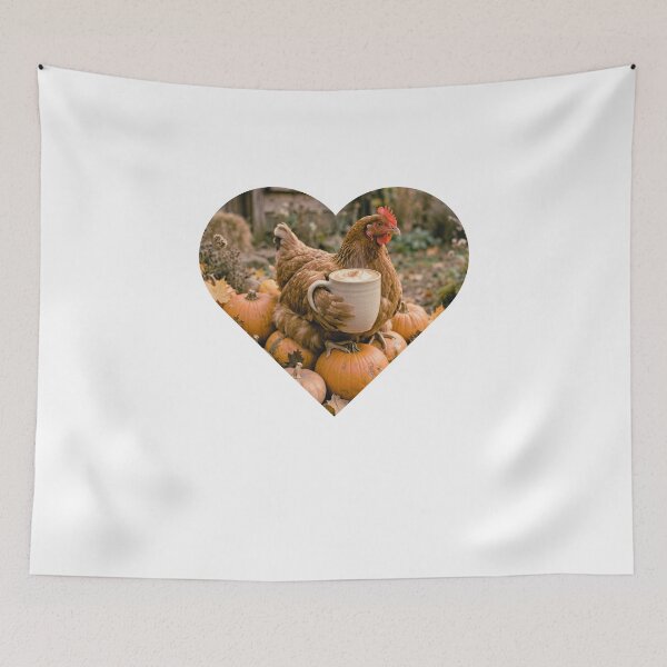 Item preview, Cute Chicken Holding Coffee - Fall Pumpkin Spice Latte Heart Farmcore designed and sold by Neurospicy Trolls.