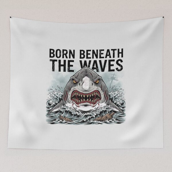 Item preview, Born Beneath The Waves Great White Shark Deathcore Graphic designed and sold by Enea Kelo.