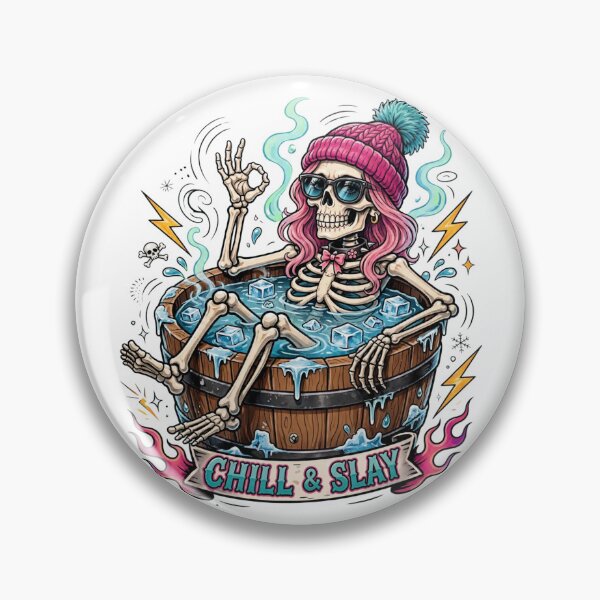 Item preview, Chill And Slay - Funny Skeleton Girl Cold Plunge Ice Bath designed and sold by Neurospicy Trolls.