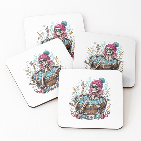 Item preview, Chill And Slay - Funny Skeleton Girl Cold Plunge Ice Bath designed and sold by Neurospicy Trolls.