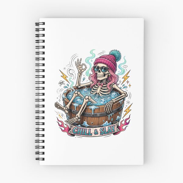 Item preview, Chill And Slay - Funny Skeleton Girl Cold Plunge Ice Bath designed and sold by Neurospicy Trolls.