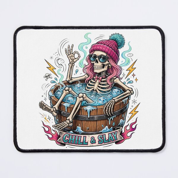 Item preview, Chill And Slay - Funny Skeleton Girl Cold Plunge Ice Bath designed and sold by Neurospicy Trolls.
