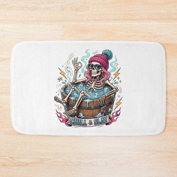 Item preview, Chill And Slay - Funny Skeleton Girl Cold Plunge Ice Bath designed and sold by Neurospicy Trolls.