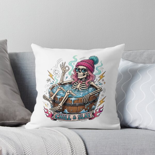 Item preview, Chill And Slay - Funny Skeleton Girl Cold Plunge Ice Bath designed and sold by Neurospicy Trolls.