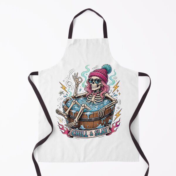 Item preview, Chill And Slay - Funny Skeleton Girl Cold Plunge Ice Bath designed and sold by Neurospicy Trolls.