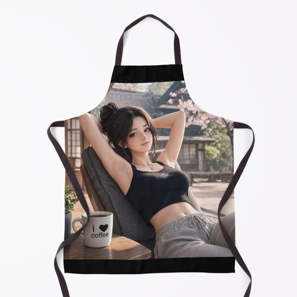 Item preview, Cute anime manga girl reclining with a cup of coffee designed and sold by Vintage Designs +.