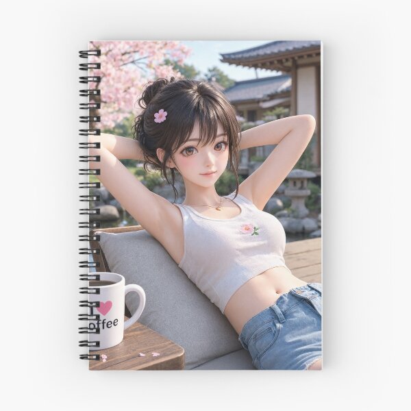 Item preview,  Cute anime manga girl reclining with a cup of coffee designed and sold by Vintage Designs +.