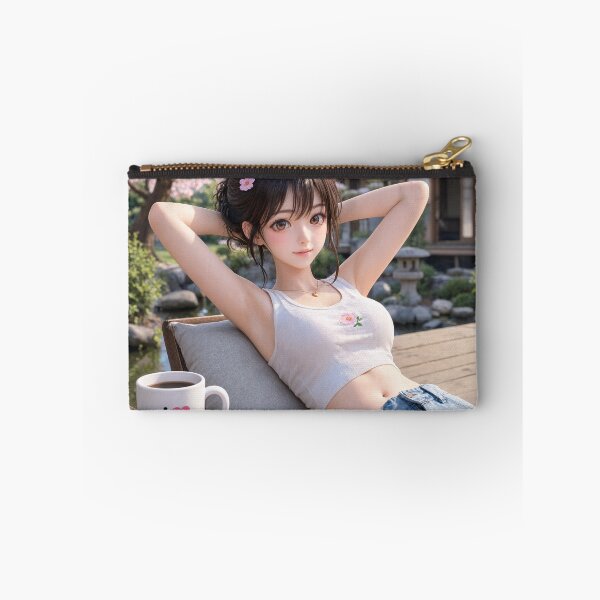 Item preview,  Cute anime manga girl reclining with a cup of coffee designed and sold by Vintage Designs +.