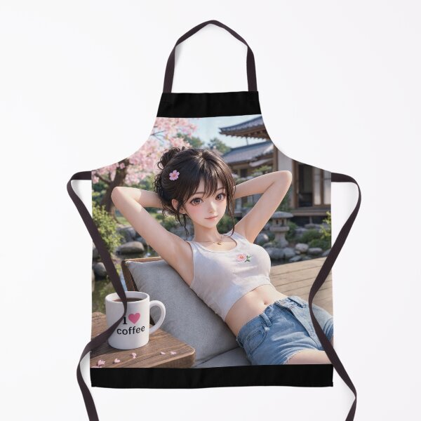 Item preview, Cute anime manga girl reclining with a cup of coffee designed and sold by Vintage Designs +.