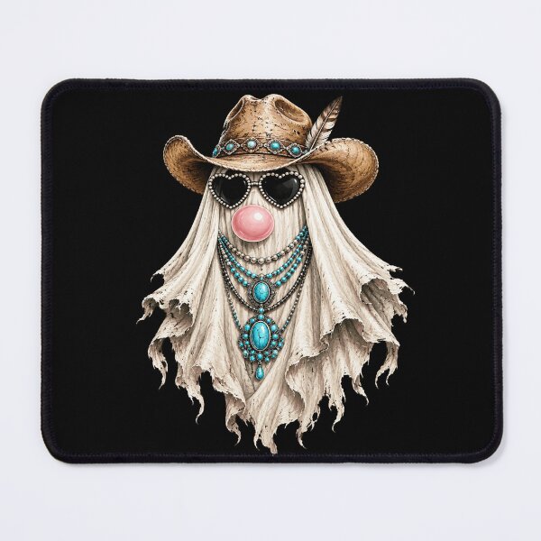 Item preview, Western Cowgirl Ghost with Cowboy Hat, Turquoise Jewelry, Heart Sunglasses & Bubblegum designed and sold by 76Valeria.