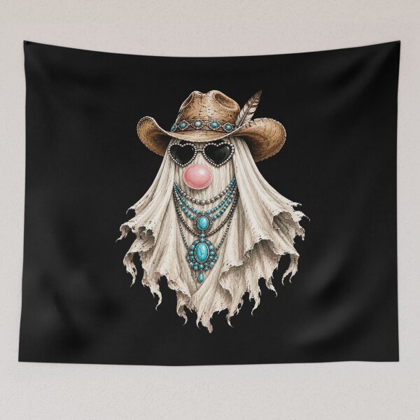 Item preview, Western Cowgirl Ghost with Cowboy Hat, Turquoise Jewelry, Heart Sunglasses & Bubblegum designed and sold by 76Valeria.