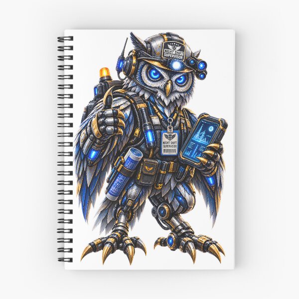 Item preview, Steel Owl Night Shift Supervisor – Mechanical Owl Industrial Worker designed and sold by SteelCoat Studio.