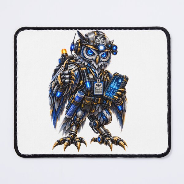 Item preview, Steel Owl Night Shift Supervisor – Mechanical Owl Industrial Worker designed and sold by SteelCoat Studio.