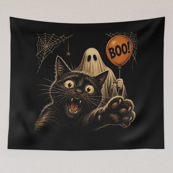 Item preview, Funny Cat Ghost Boo Halloween Selfie Cat Meme designed and sold by will freed18.