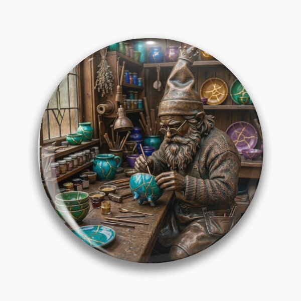 Item preview, Wroclaw Gnome Making Kintsugi Pottery designed and sold by Purrfecta.