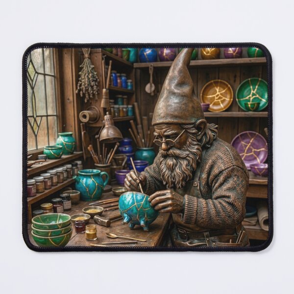 Item preview, Wroclaw Gnome Making Kintsugi Pottery designed and sold by Purrfecta.