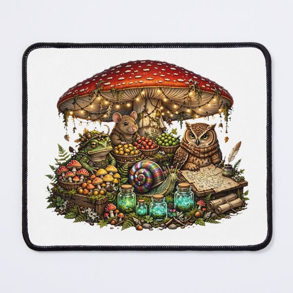 Item preview, Mushroom Night Market Forest Creatures Cottagecore Frog Mouse Owl Goblincore designed and sold by Neurospicy Trolls.