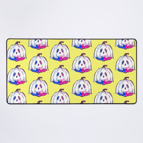 Item preview, Pink And Blue Ghost Pumpkin With yellow background  designed and sold by missmann.