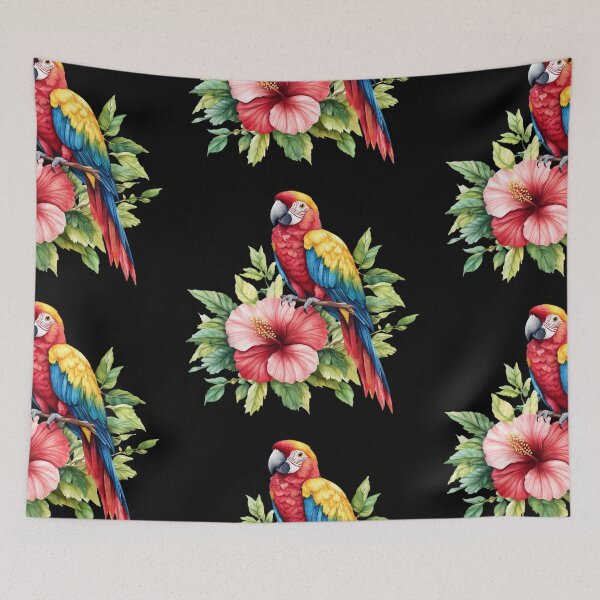 Item preview, Vibrant Parrot on Hibiscus designed and sold by virdeiz.