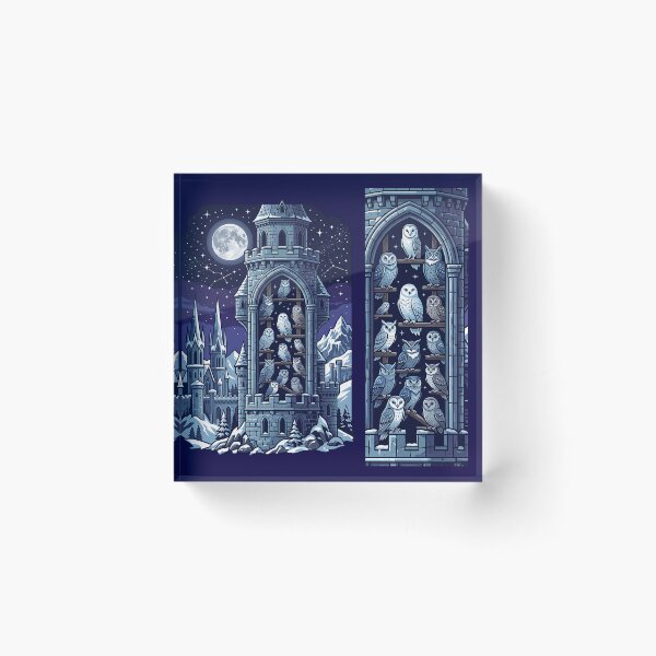Item preview, Magical Castle Owlry Tower - Midnight Owls Full Moon Art designed and sold by KreonaTime.