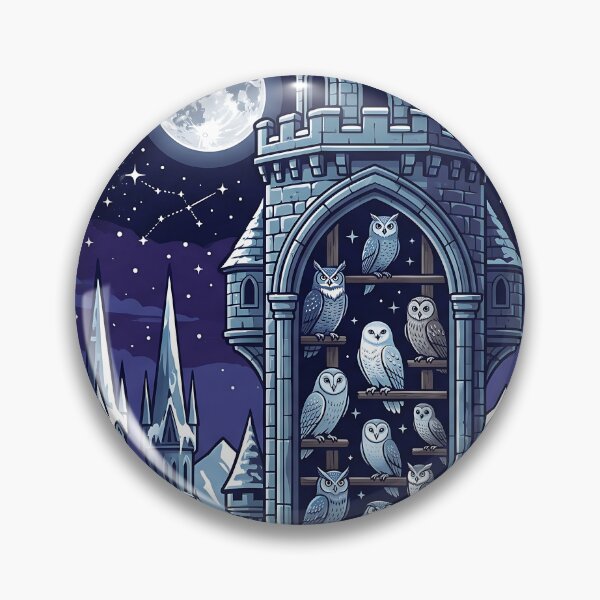 Item preview, Magical Castle Owlry Tower - Midnight Owls Full Moon Art designed and sold by KreonaTime.