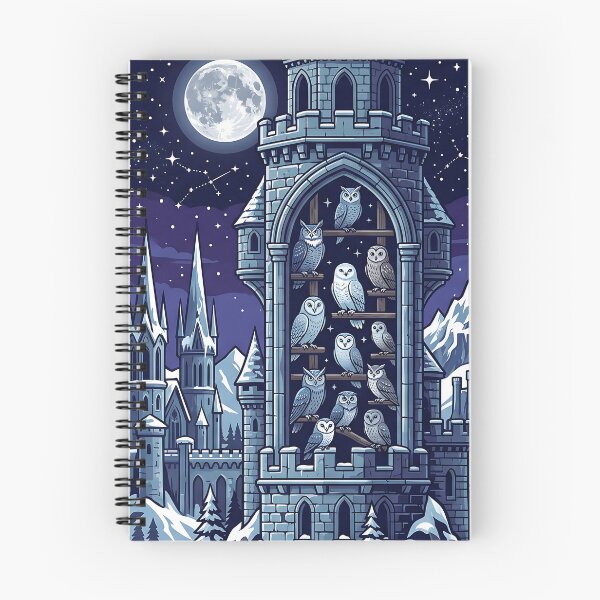 Item preview, Magical Castle Owlry Tower - Midnight Owls Full Moon Art designed and sold by KreonaTime.