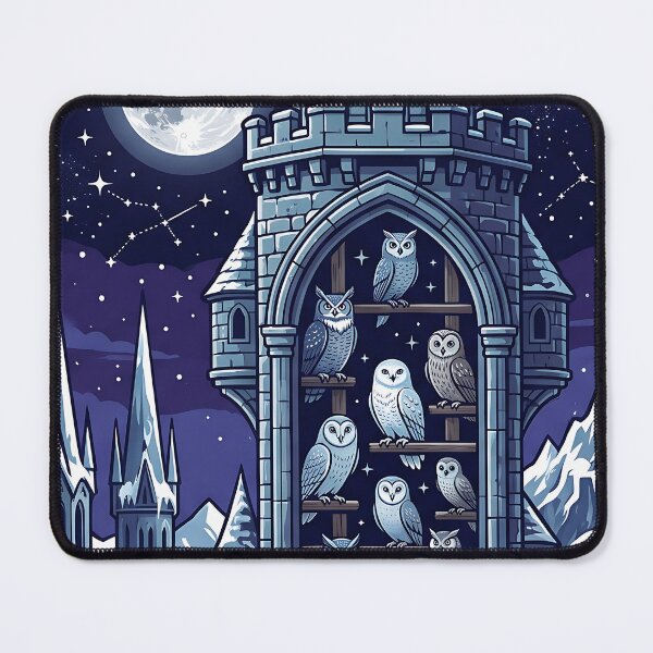 Item preview, Magical Castle Owlry Tower - Midnight Owls Full Moon Art designed and sold by KreonaTime.