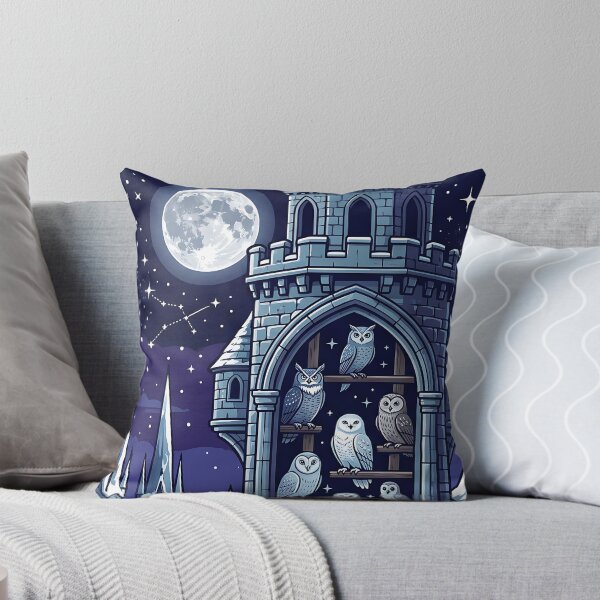 Item preview, Magical Castle Owlry Tower - Midnight Owls Full Moon Art designed and sold by KreonaTime.