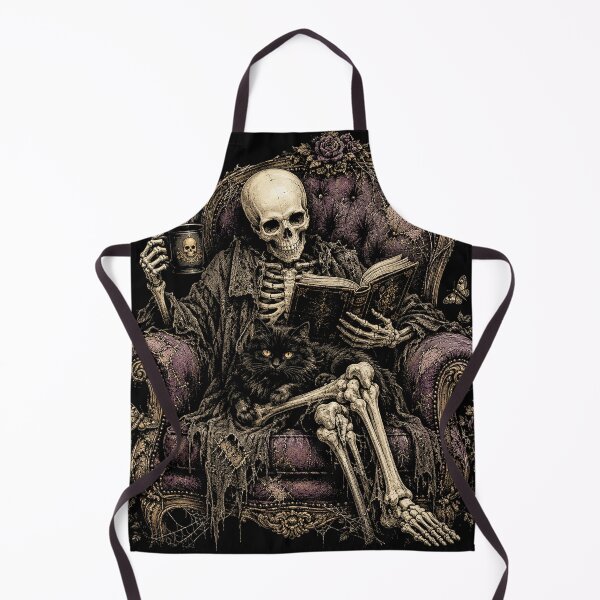 Item preview, Skeleton Reading with Black Cat Funny Halloween designed and sold by will freed18.