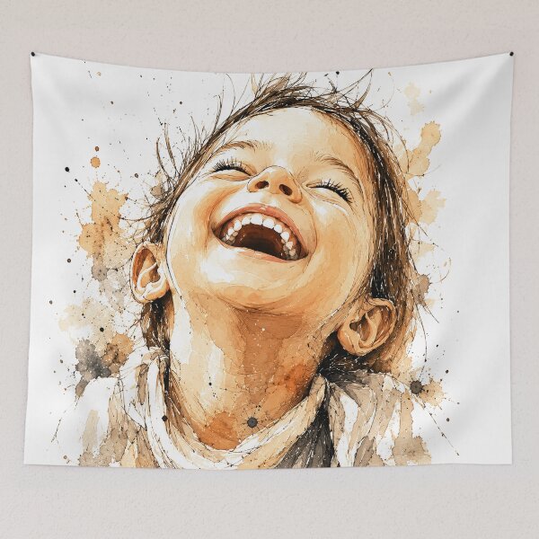 Item preview, A watercolor painting of a joyful childhood designed and sold by GRFORA.