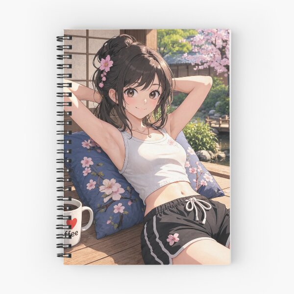Item preview, Cute anime manga girl reclining with a cup of coffee designed and sold by Vintage Designs +.