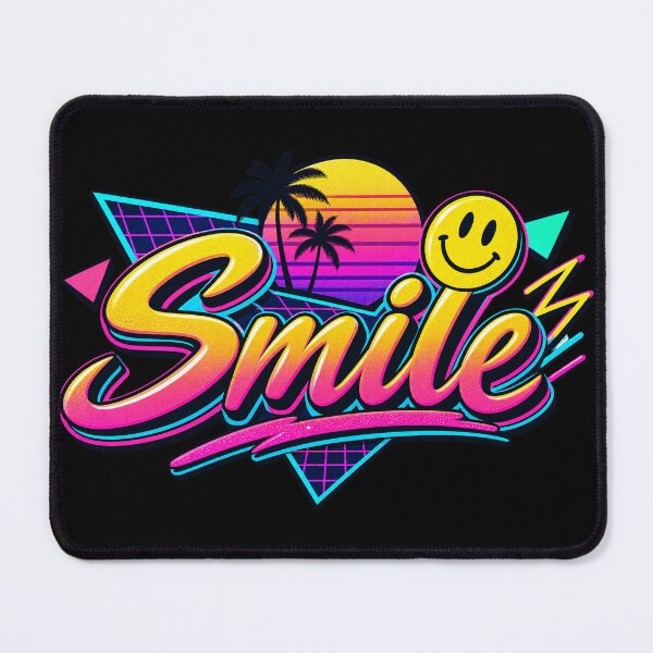 Item preview, Smile 80s Retro Neon Vaporwave Palm Tree Positive Graphic Tee designed and sold by TM DESIGNS AND MORE.