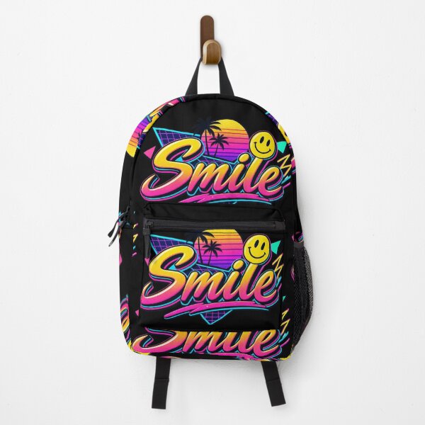 Item preview, Smile 80s Retro Neon Vaporwave Palm Tree Positive Graphic Tee designed and sold by TM DESIGNS AND MORE.