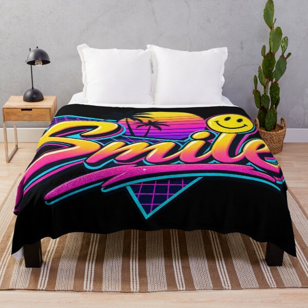 Item preview, Smile 80s Retro Neon Vaporwave Palm Tree Positive Graphic Tee designed and sold by TM DESIGNS AND MORE.