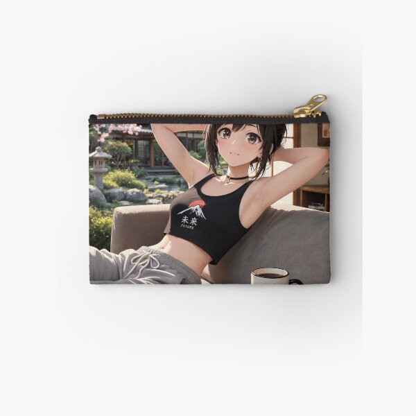 Item preview,  Cute anime manga girl reclining with a cup of coffee designed and sold by Vintage Designs +.