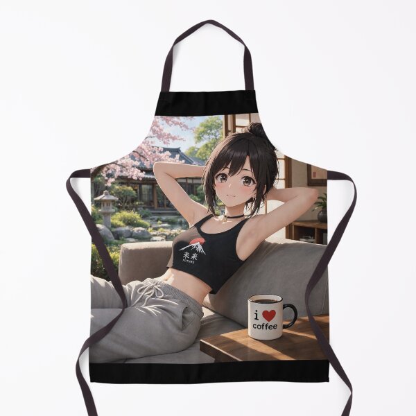 Item preview, Cute anime manga girl reclining with a cup of coffee designed and sold by Vintage Designs +.