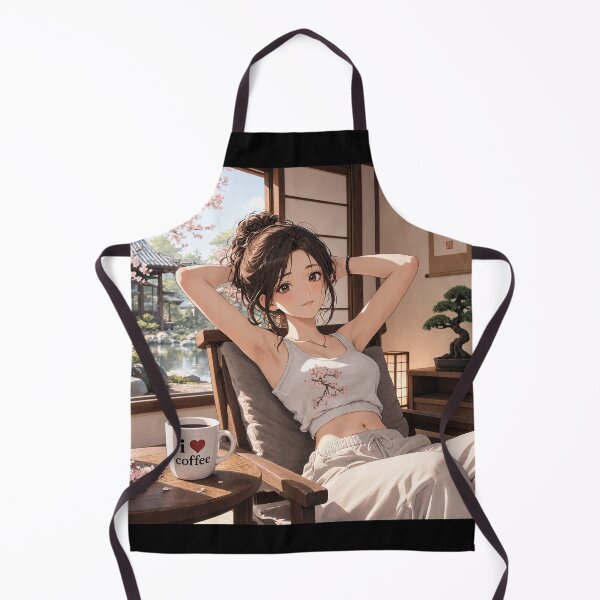 Item preview, Cute anime manga girl reclining with a cup of coffee designed and sold by Vintage Designs +.