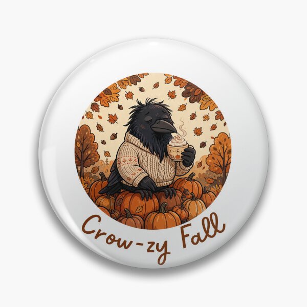 Item preview, Crow-zy Fall Funny Crow Pumpkin Spice Latte Autumn Bird Goblincore Birdwatching Pun designed and sold by Neurospicy Trolls.