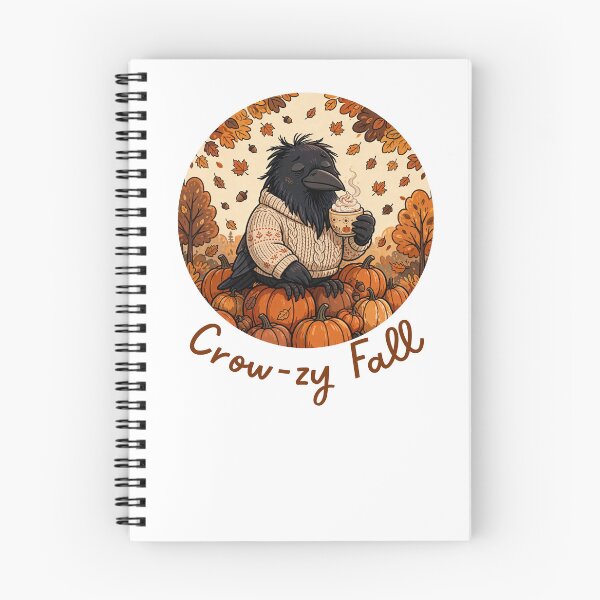 Item preview, Crow-zy Fall Funny Crow Pumpkin Spice Latte Autumn Bird Goblincore Birdwatching Pun designed and sold by Neurospicy Trolls.