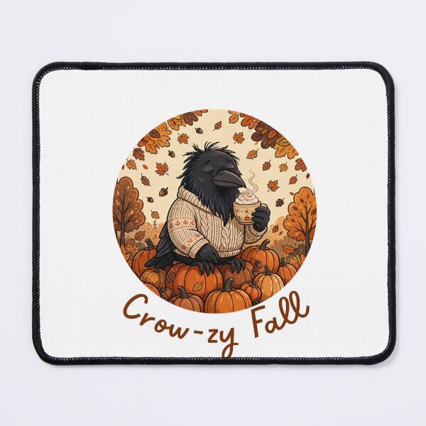 Item preview, Crow-zy Fall Funny Crow Pumpkin Spice Latte Autumn Bird Goblincore Birdwatching Pun designed and sold by Neurospicy Trolls.